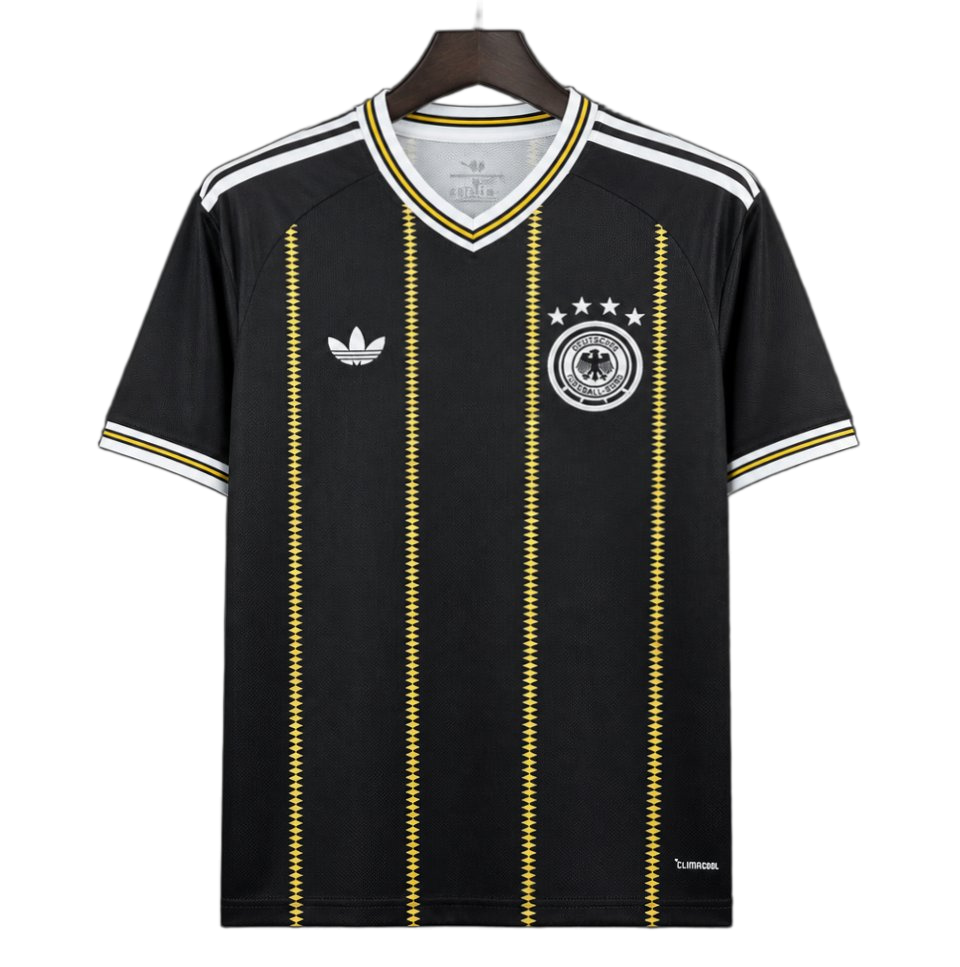 Germany 2026 Jersey – Black – Vintage Remake – Gold Pinstripes