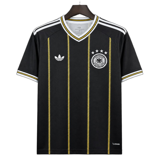 Germany 2026 Jersey – Black – Vintage Remake – Gold Pinstripes