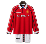 Manchester United 1998/99 Home Kids Kit – Long Sleeve – Retro Version – Red