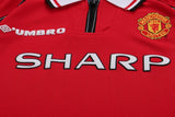 Manchester United 1998/99 Home Kids Kit – Long Sleeve – Retro Version – Red