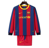 FC Barcelona 2010/11 Home Kids Kit – Long Sleeve – Retro Version – Red/Blue