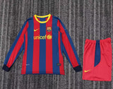 FC Barcelona 2010/11 Home Kids Kit – Long Sleeve – Retro Version – Red/Blue