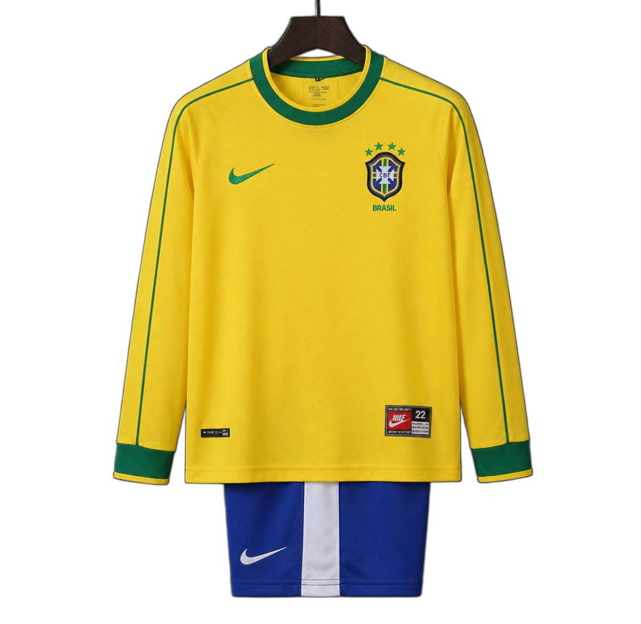 Brazil 1998 Home Kids Kit – Long Sleeve – Retro Version