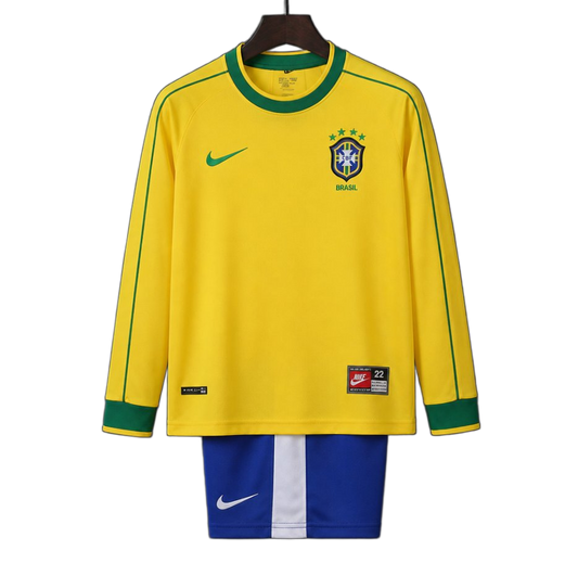 Brazil 1998 Home Kids Kit – Long Sleeve – Retro Version