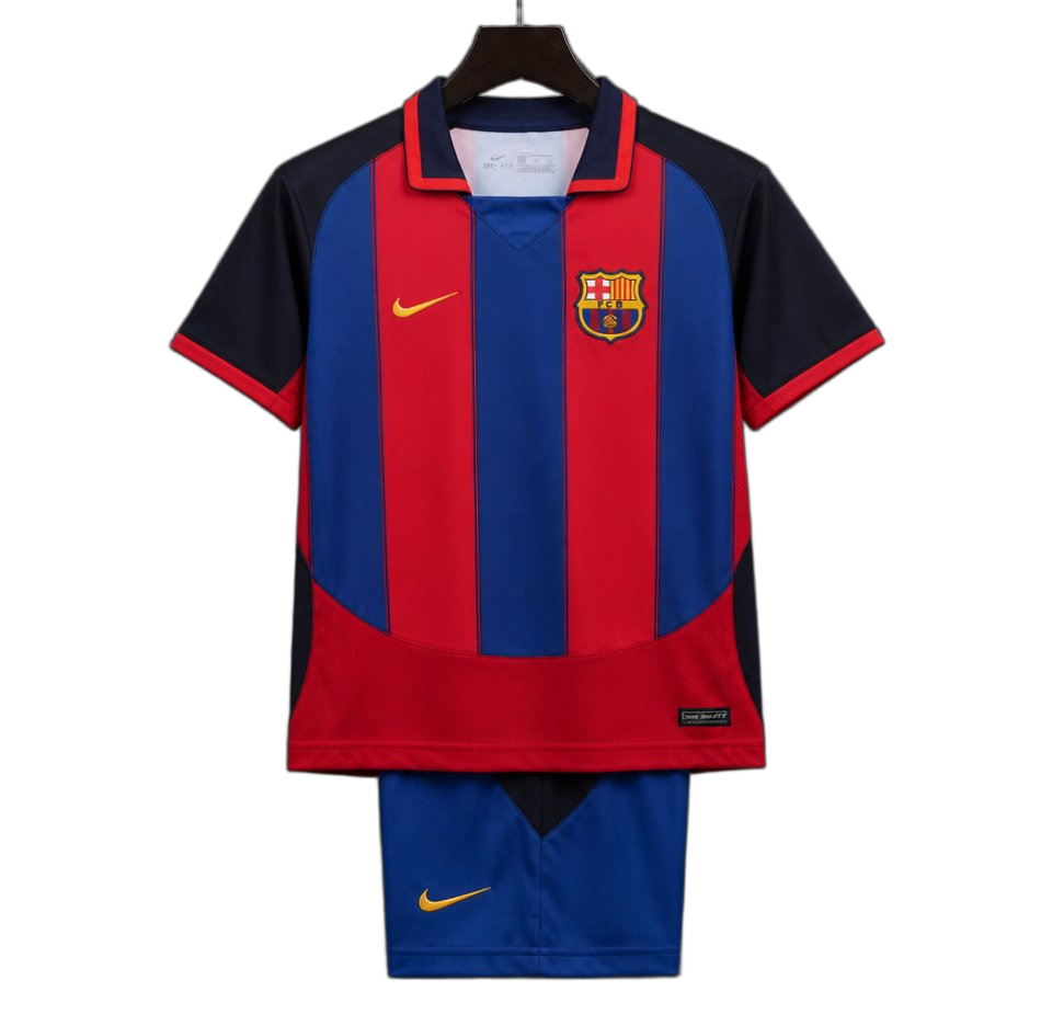 FC Barcelona 2003/04 Home Kids Kit – Retro Version – Red/Blue