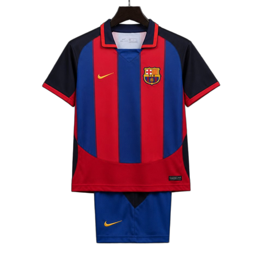 FC Barcelona 2003/04 Home Kids Kit – Retro Version – Red/Blue