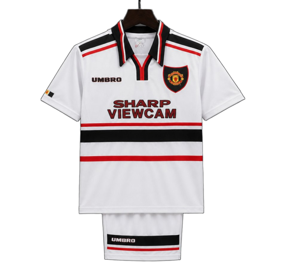 Manchester United 1998/99 Away Kids Kit – Retro Version – White
