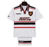 Manchester United 1998/99 Away Kids Kit – Retro Version – White