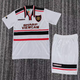 Manchester United 1998/99 Away Kids Kit – Retro Version – White