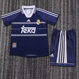 Real Madrid 1998/99 Away Kids Kit – Retro Version – Navy