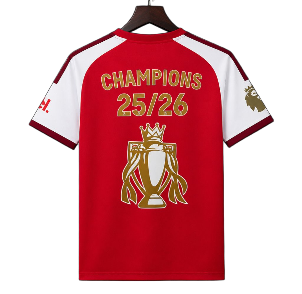 Arsenal 2026/27 Home Jersey – Champions Printing – Champions 25/26 Trophy Printing