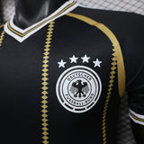 Germany 2026 Jersey – Black – Vintage Remake – Gold Central Stripe