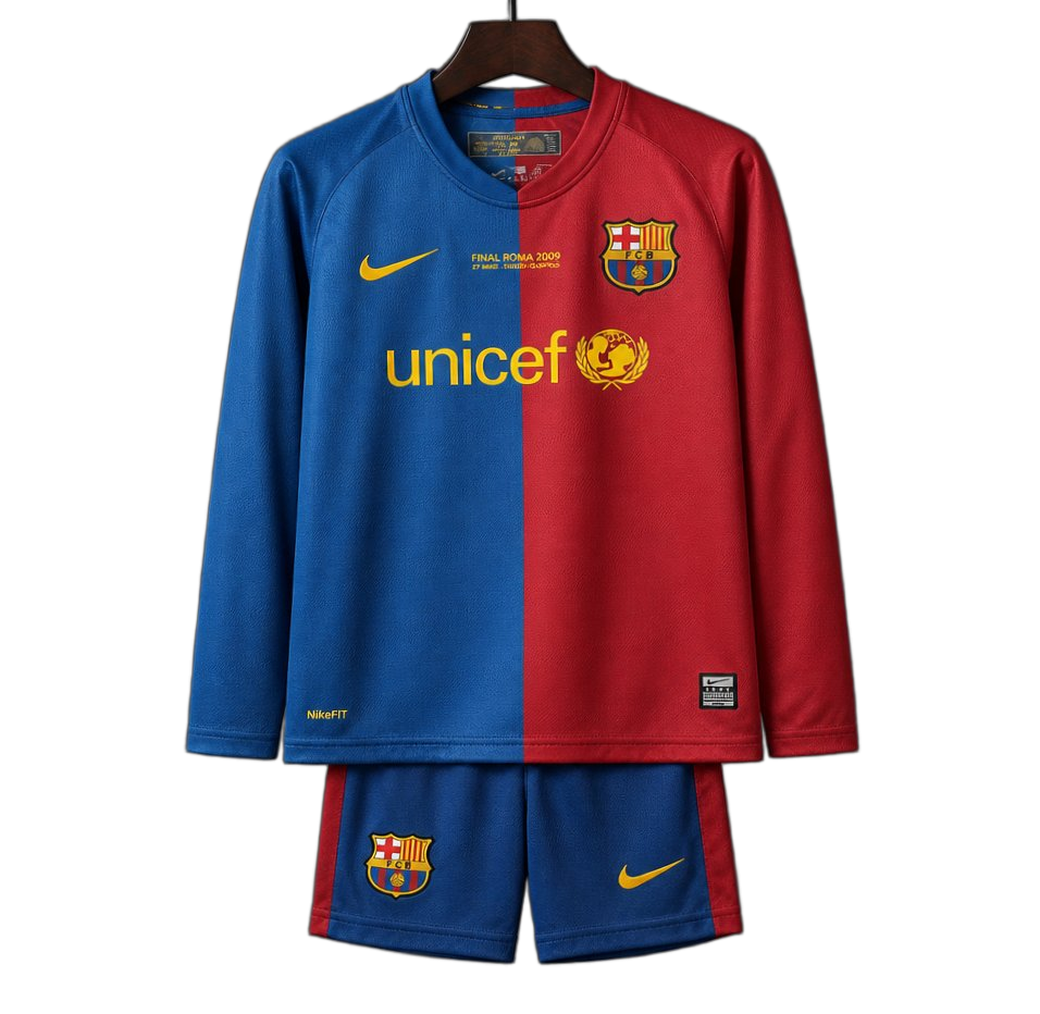 FC Barcelona 2008/09 Home Kids Kit – Long Sleeve – Retro Version
