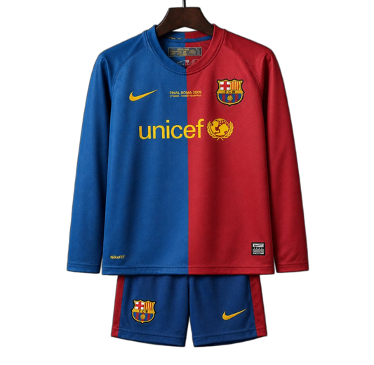 FC Barcelona 2008/09 Home Kids Kit – Long Sleeve – Retro Version