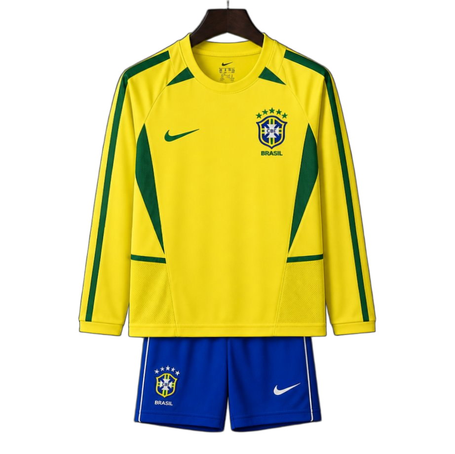 Brazil 2002 Home Kids Kit – Long Sleeve – Retro Version