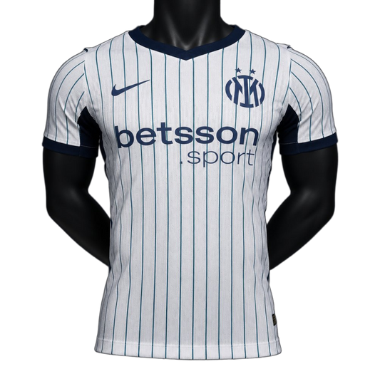 Inter Milan 2026/27 Away Jersey – Player Version – White/Blue Pinstripes