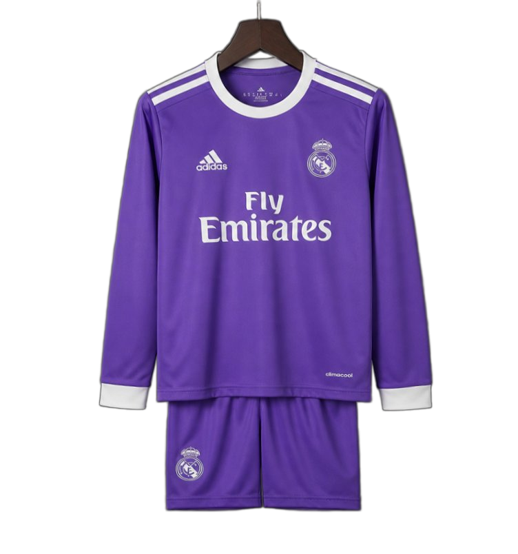 Real Madrid 2016/17 Away Kids Kit – Long Sleeve – Retro Version