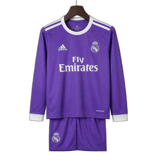 Real Madrid 2016/17 Away Kids Kit – Long Sleeve – Retro Version