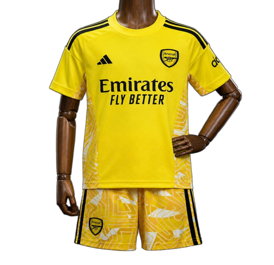 Arsenal 2026/27 Goalkeeper Kids Kit – White/Yellow