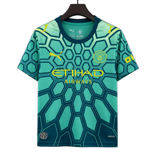 Manchester City 2026/27 Goalkeeper Jersey – Blue/Green – Vibrant Dark Geometric Pattern