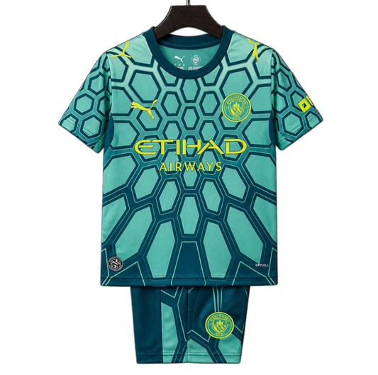 Manchester City 2026/27 Goalkeeper Kids Kit – Blue/Green