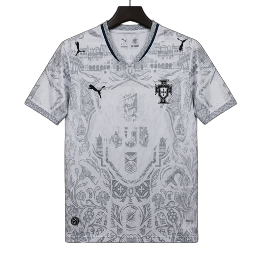 Portugal 2026 Jersey – Special Edition – White/Grey – Azulejo Tile Floral Tapestry Pattern