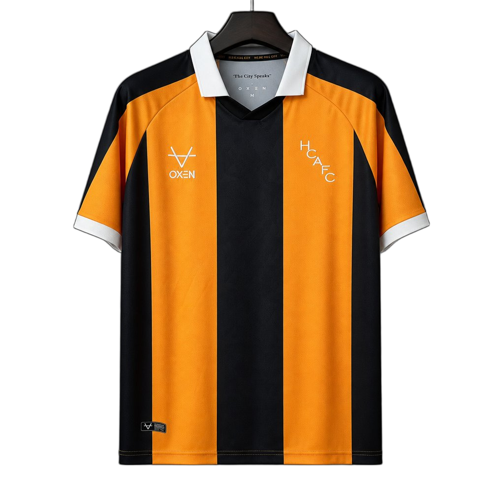 Hull City 2026/27 Home Jersey – Wide Amber/Black Stripes