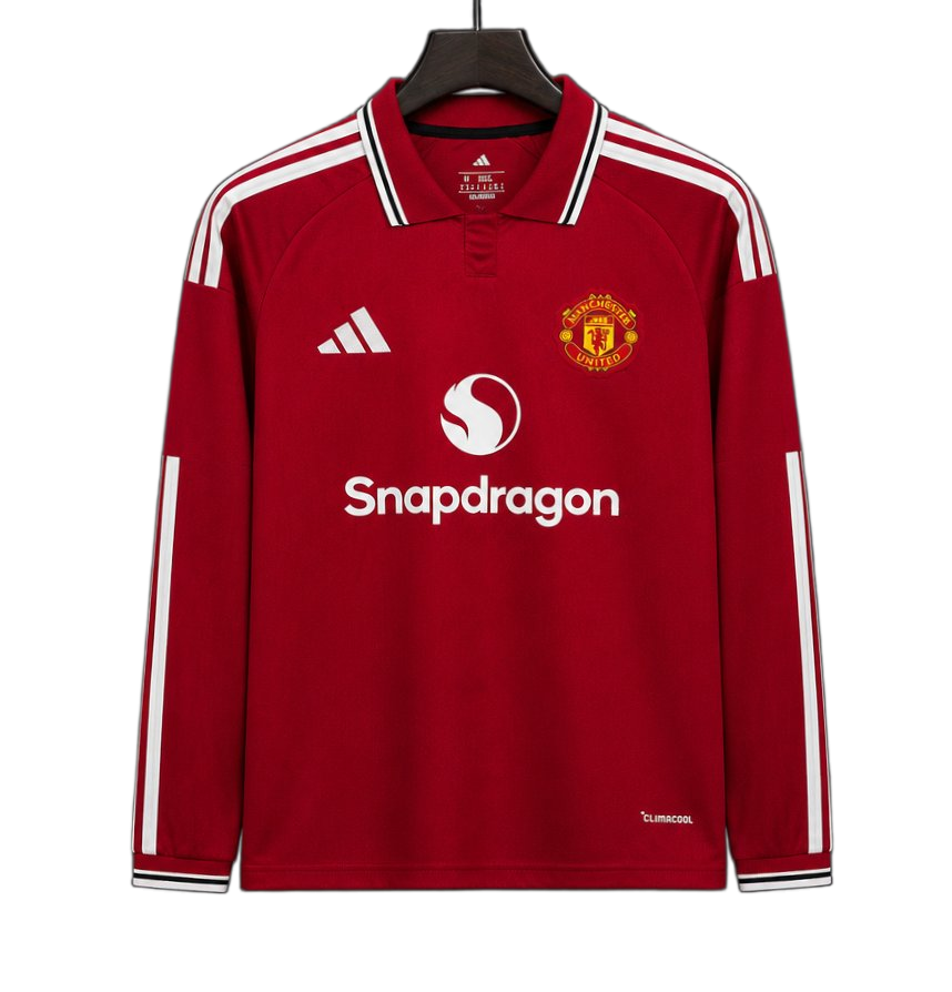 Manchester United 2026/27 Home Jersey – Long Sleeve – White/Red
