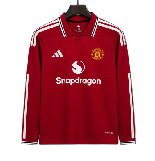Manchester United 2026/27 Home Jersey – Long Sleeve – White/Red
