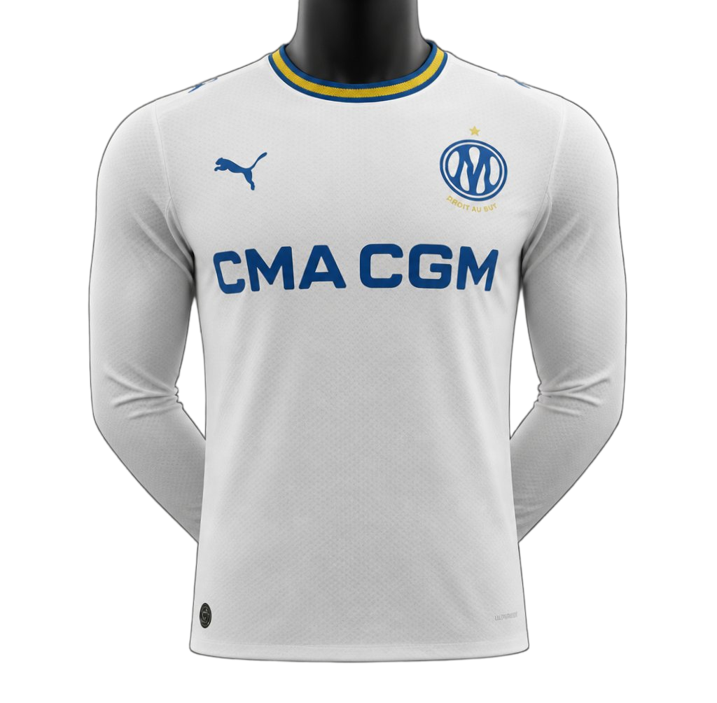 Olympique de Marseille 2026/27 Home Jersey – Player Version – Long Sleeve – White