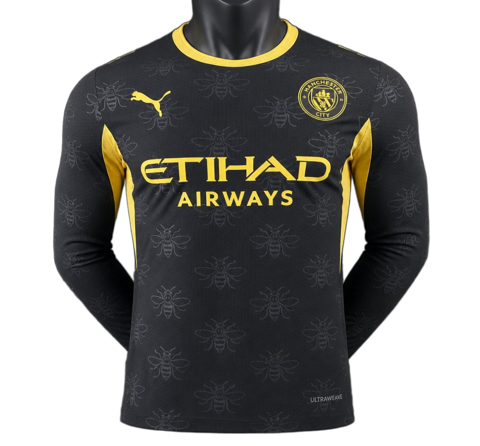 Manchester City 2026/27 Away Jersey – Player Version – Long Sleeve – Black