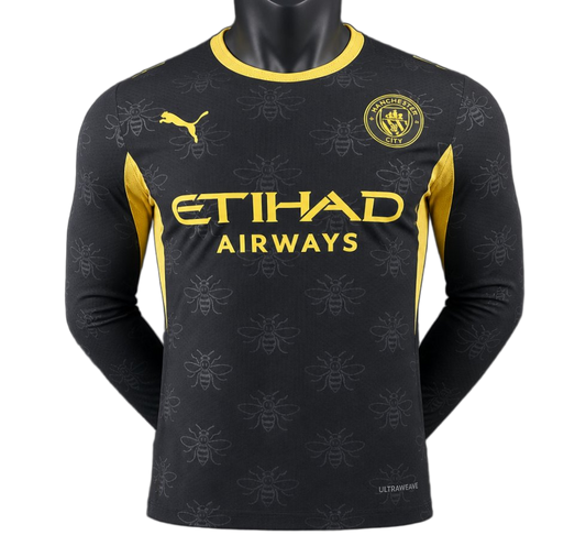 Manchester City 2026/27 Away Jersey – Player Version – Long Sleeve – Black