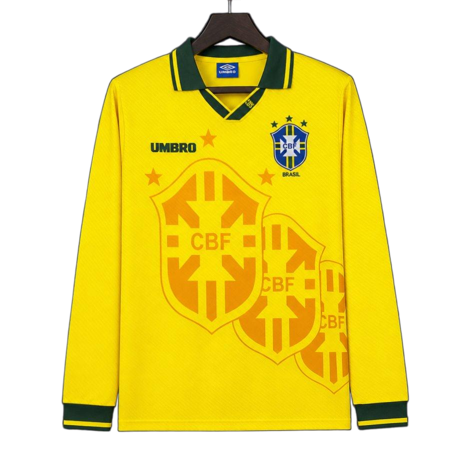 Brazil 1994 Home Jersey – Long Sleeve – Retro Version – Yellow