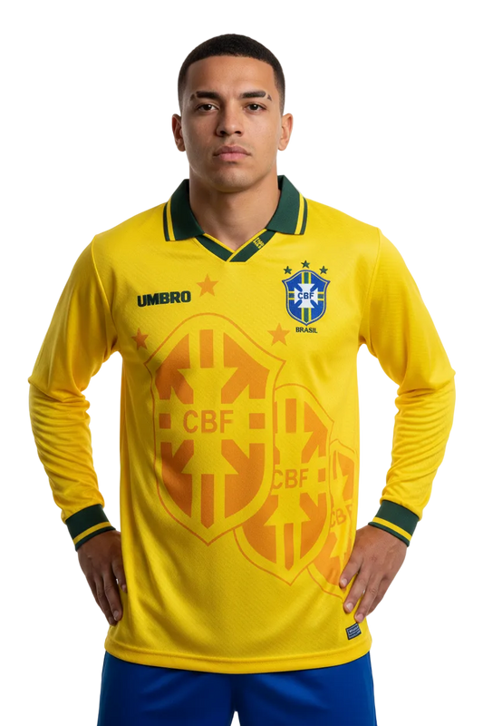 Brazil 1994 Home Jersey – Long Sleeve – Retro Version – Yellow