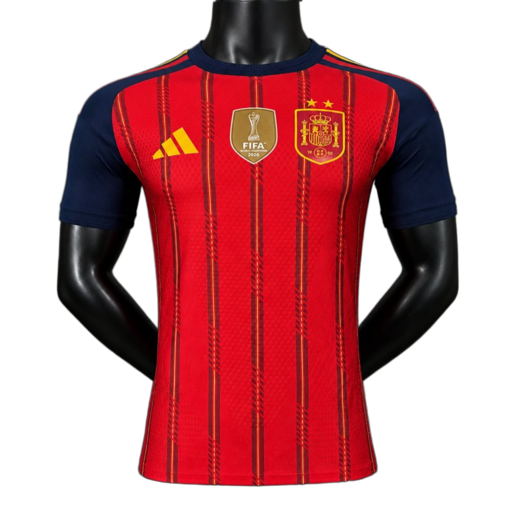 Spain 2026 Home Jersey – Player Version – 2 Stars – Champion Patch