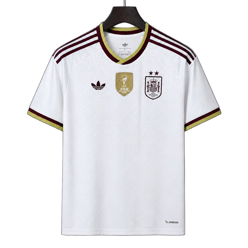 Spain 2026 Away Jersey – White – 2 Stars – Champion Patch