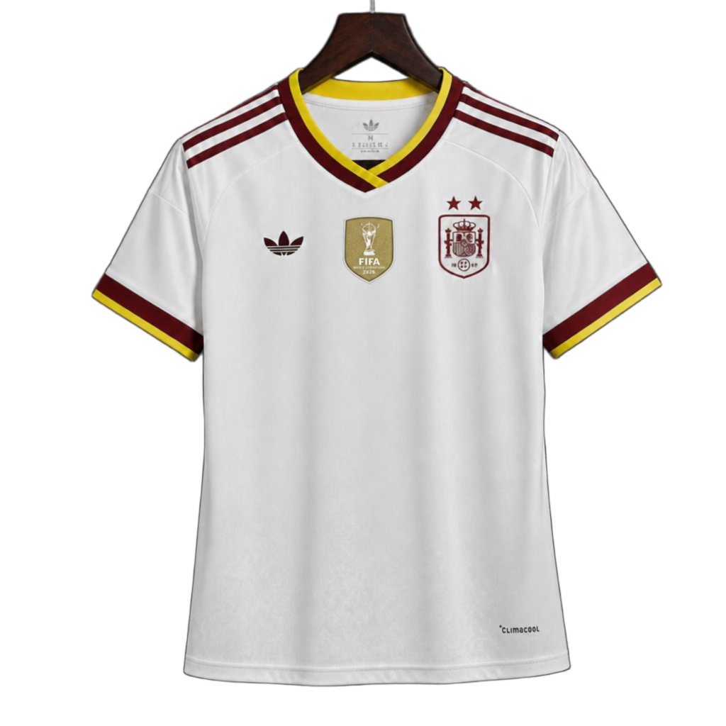 Spain 2026 Away Jersey – Women's – White – 2 Stars – Champion Patch