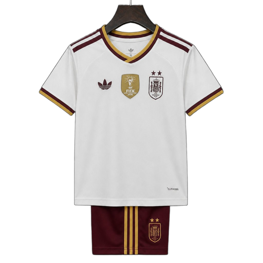 Spain 2026 Away Jersey – Kids – White – 2 Stars – Champion Patch