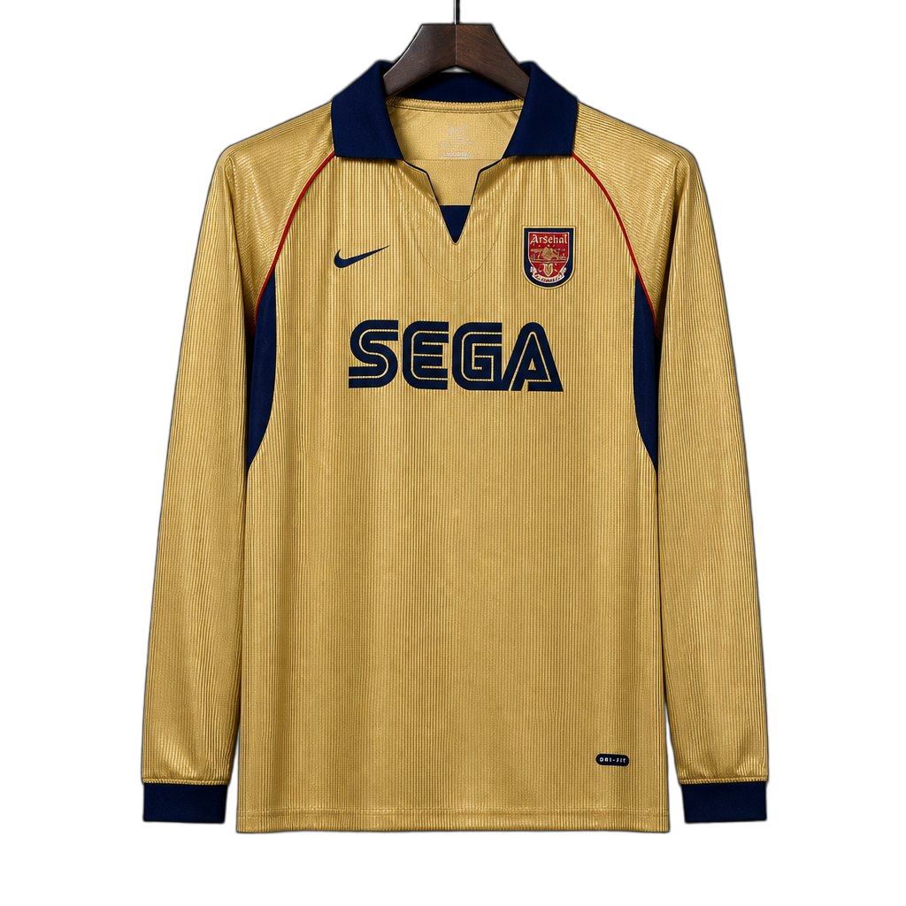 Arsenal 2026/27 Away Jersey – Long Sleeve – Retro Version – Gold