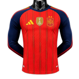 Spain 2026 Home Jersey – Player Version – Long Sleeve – 2 Stars – Champion Patch