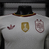 Spain 2026 Away Jersey – Player Version – Long Sleeve – White – 2 Stars – Champion Patch