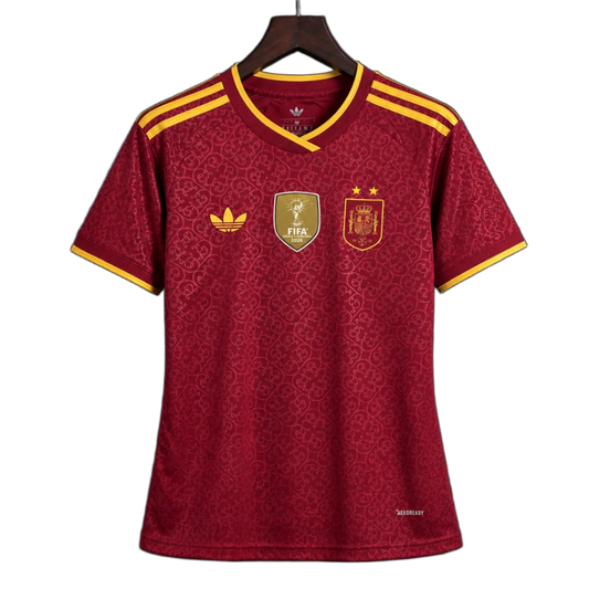 Spain 2026 Away Jersey – Women's – Special Edition – Red – 2 Stars – Champion Patch