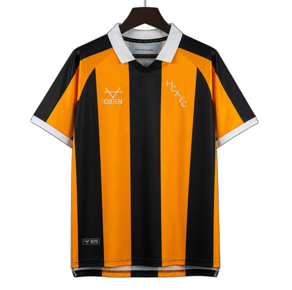 Hull City 2026/27 Home Jersey – Narrow Amber/Black Stripes