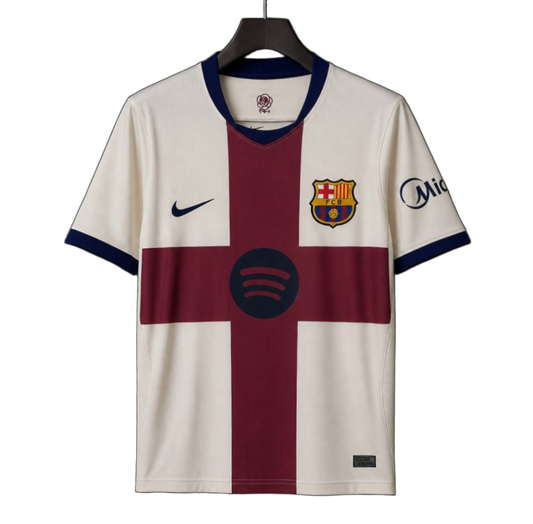 FC Barcelona 2026/27 Away Jersey – White – Burgundy Cross