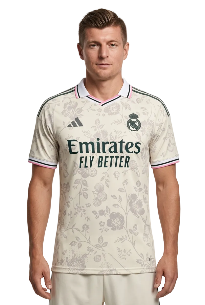 Real Madrid 2026/27 Jersey – Player Version – Special Edition – Cream Floral Pattern