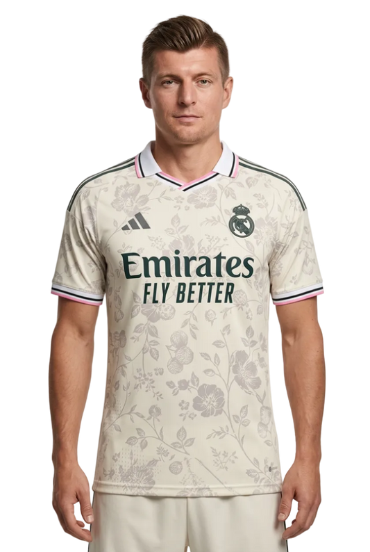 Real Madrid 2026/27 Jersey – Player Version – Special Edition – Cream Floral Pattern
