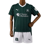 Plymouth 2026/27 Home Kit – Kids – White/Green – Argyle Pinstripe