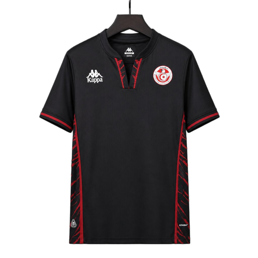 Tunisia 2026 Away Jersey – Black/Red – Graphic