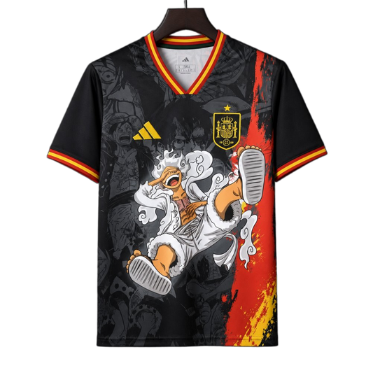 Spain 2026 Jersey – Special Edition – Black/Red/Yellow – Gear Luffy Anime Graphic