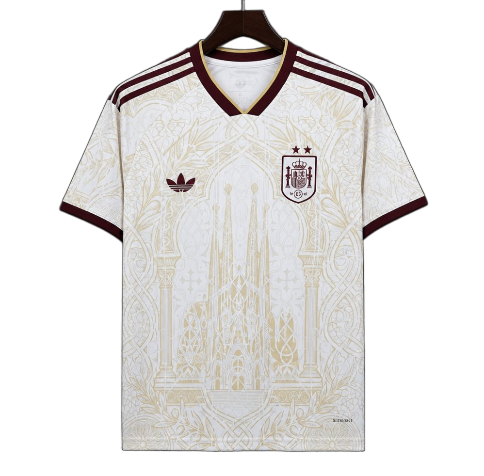 Spain 2026 Jersey – Special Edition – White/Gold – Literature Graphic